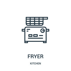 fryer icon vector from kitchen collection. Thin line fryer outline icon vector illustration. Linear symbol for use on web and mobile apps, logo, print media.