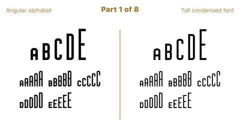 Condensed bold sans serif font, Angular. Vector