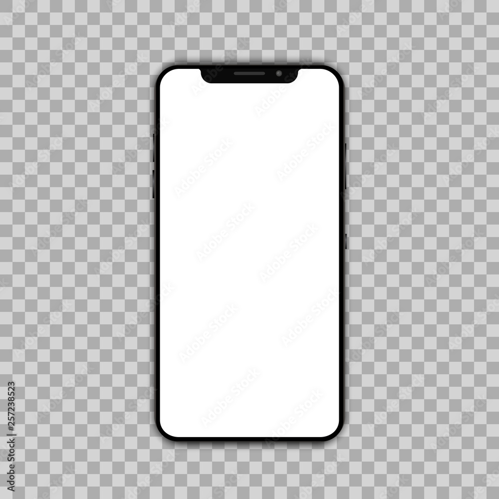 Poster black smartphone with empty touch screen, new model - for stock