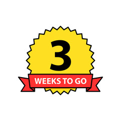 Number 3 of weeks left to go. Collection badges sale, landing page, banner.Vector illustration.