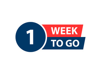 Number 1 of week left to go. Collection badges sale, landing page, banner.Vector illustration.