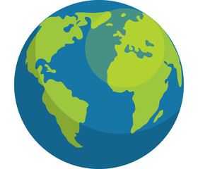 Earth globe isolated on white background. Flat planet