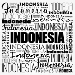 Indonesia wallpaper word cloud, travel concept background
