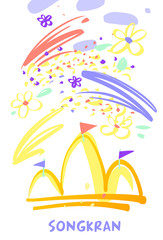 Abstract template design for Songkran banner, poster, flyer advertising party traditional thai new year day. Thailand festival happy songkran. Vector illustration