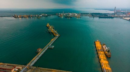 Aerial view thailand oil refinery production at industrial estate Thailand. Crude Oil Production / Countries of the World - Oil Tank