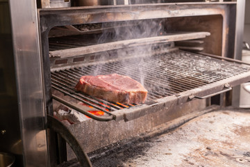 food, craft and meat concept - delicious roasted steak