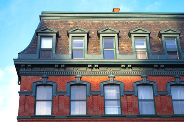 Obraz premium old roof architecture residential building apartment brick skylight