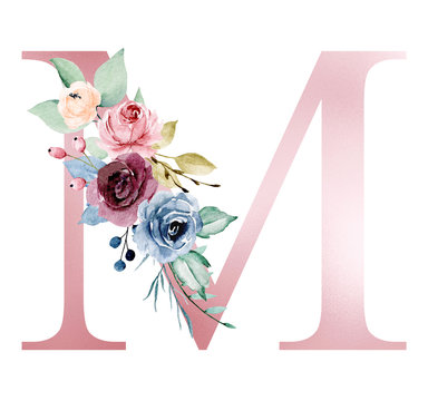 Vector Blooming Floral Initial N Monogram and Logo Stock Vector by