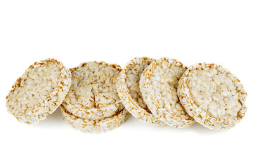 Diet popped wheat cakes isolated on white background