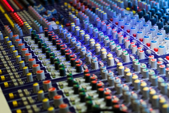  Console sound mixer closeup