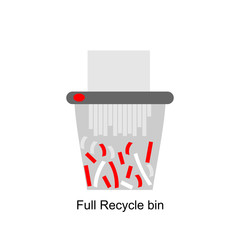 Full Recycle bin for trash and garbage. Vector flat icon for web.