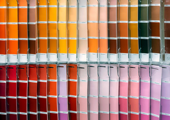 Сolor palette for choosing fabric or paint. Background from color swatches.