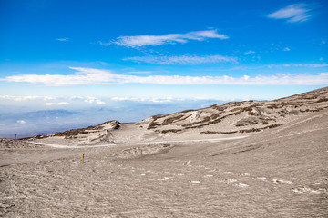Panoramic view over the clouds from Etna to Catania, Sicily, Italy