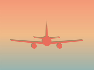 Obraz premium Sunset airplane front