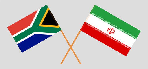 RSA and Iran. The South African and Iranian flags. Official colors. Correct proportion. Vector