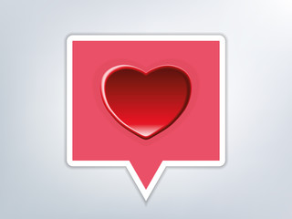 Red heart with depth in speech bubble