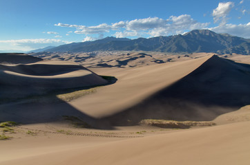 scenic view of Sangre de Cristo Range from the top of High Dune in Great Sand Dunes National Park and Preserve (Saguache county, Colorado, USA)