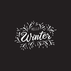  Handwritten phrase for banner, Hand drawn typography lettering phrase Hello winter. Hello winter phrase for calendar, flyer, greeting card, calendar. - Vector