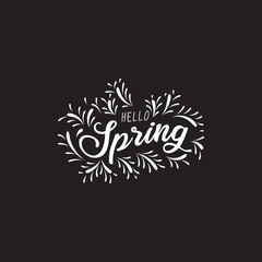  Handwritten phrase for banner, Hand drawn typography lettering phrase Hello spring. Hello spring  phrase for calendar, flyer, greeting card, calendar. - Vector