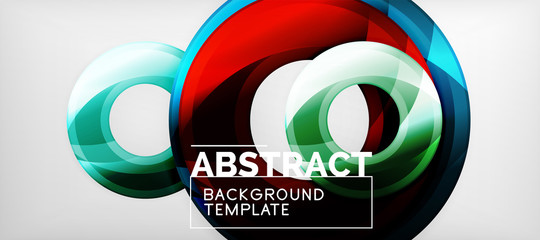 Modern geometric circles abstract background, colorful round shapes with shadow effects