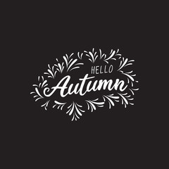 Handwritten phrase for banner, Hand drawn typography lettering phrase Hello Autumn. Hello Autumn phrase for calendar, flyer, greeting card, calendar. - Vector
