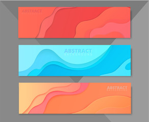 Set of abstract colorful banners with geometric pattern.
