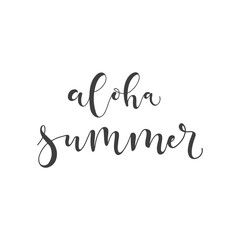 Lettering with phrase Aloha summer. Vector illustration.