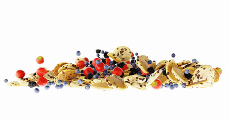 Infinite cookies with fruit and muesli, original 3d rendering