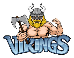 A Viking warrior gladiator cartoon sports mascot