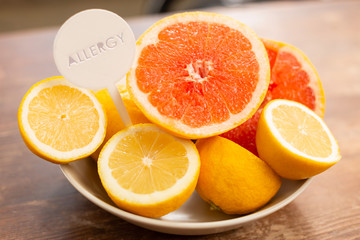 Top view of citrus fruits having some allergic components