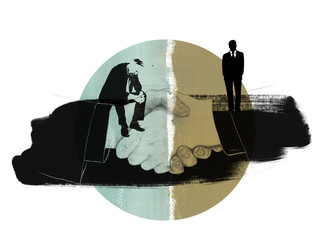 Handshake and two businessmen