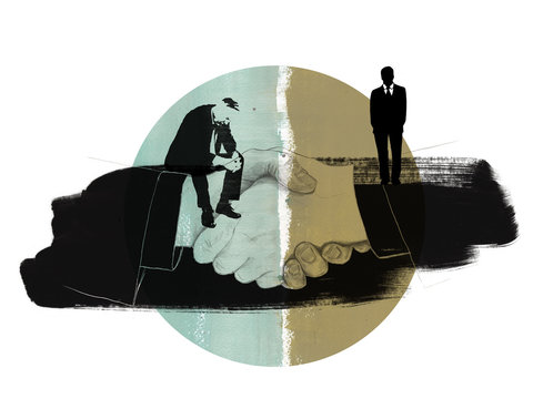 Handshake and two businessmen