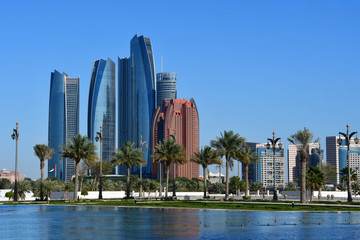 Fototapeta na wymiar Abu Dhabi skyscrapers in sunny day 