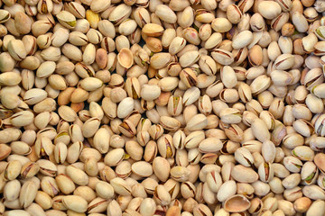 Texture of pistachios in flat lay angle.