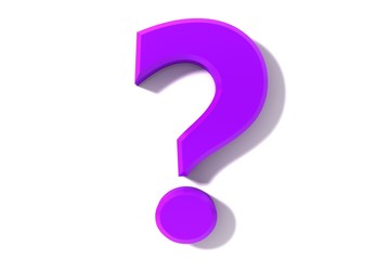 question mark interrogation point purple query sign symbol icon 3d rendering isolated on white background