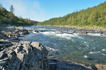 River threshold on the taiga.