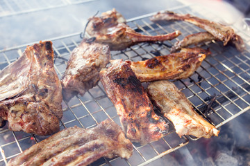 Grill Background - Cooking process of barbeque