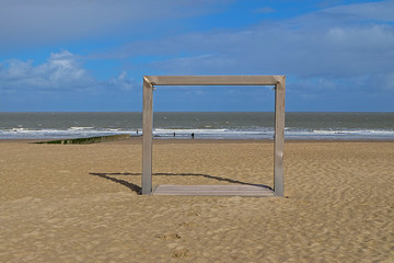 Shower made of steel on the beach