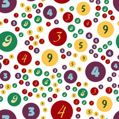 Numbers and circles education, school concept. Seamless vector EPS 10 pattern. Flat style