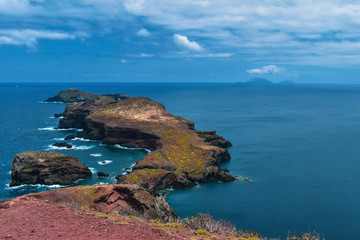 Steep cliffs in Madeira and the Atlantic Ocean. Taken at St. Lawrence Peninsula