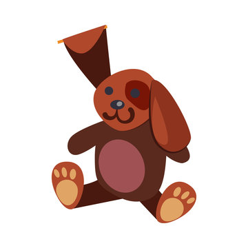 Brown rabbit toy illustration.Cute, playing, srping. Newborn concept. Vector illustration can be used for topics like child, children stuff, toy market