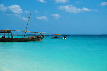 Amazing ocean view from wooden ship on Zanzibar island