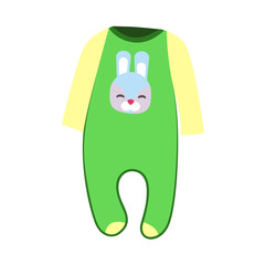 Green baby bodysuit illustration. Baby clothing concept. Vector illustration can be used for topics like wardrobe, cloth market, children clothing
