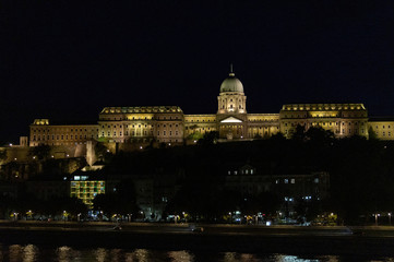 Fototapeta na wymiar Night view of Buda Castle-Palace, Budapest, Hungary