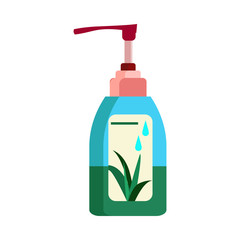 Liquid soap illustration.Cosmetics, soap, washing. Aloe vera product concept. Vector illustration can be used for topics like beauty, spa, self care