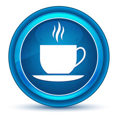 Coffee cup icon eyeball blue round button