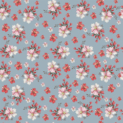 Fototapeta na wymiar Seamless vintage floral pattern for gift wrap and fabric design