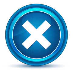 Cross icon eyeball blue round button