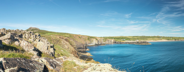 Wide Panoramic View over Whitesands Bay in Pembrokeshire