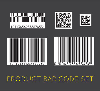 Bar code icon. Set of Modern Flat Barcode.  Can be use as a template for Products. Mockup. Vector.